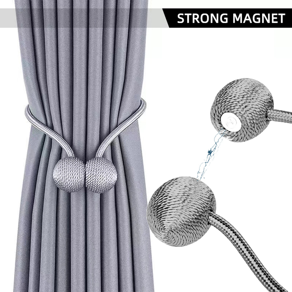 2pcs modern minimalist magnetic ball curtain tiebacks with thicker twisted cords can be styled at will,for bedrooms, living room