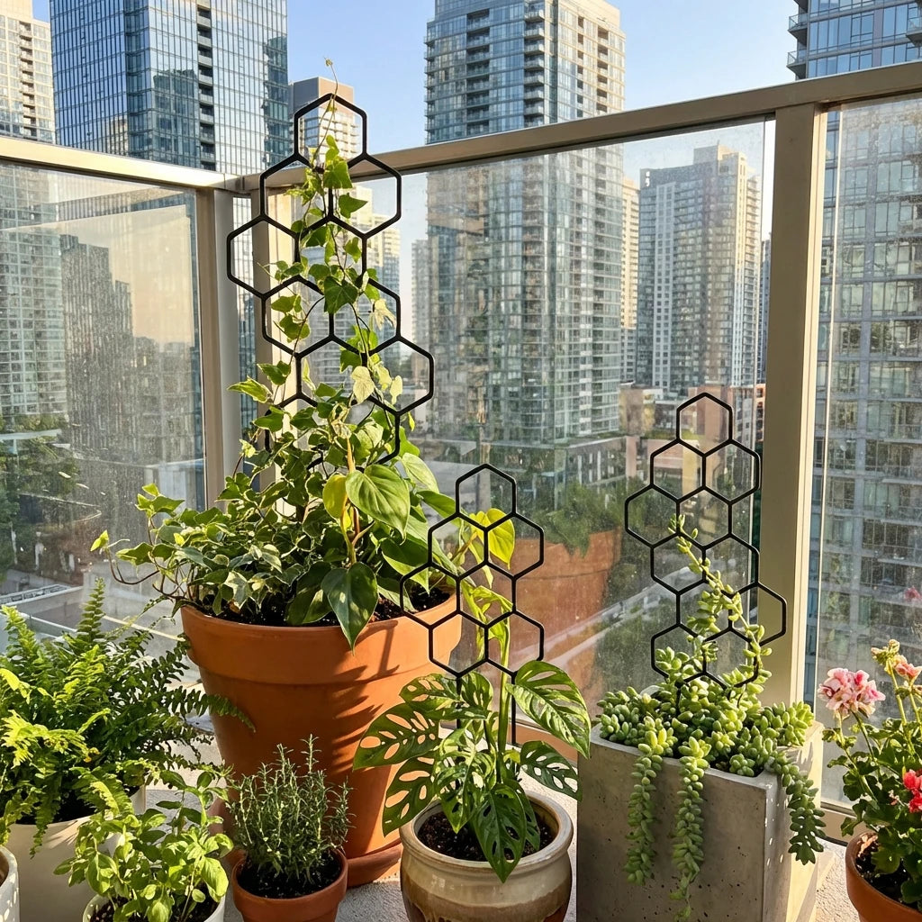 2pcsHoneycomb Design Plant Trellis, Rustproof Plastic Support for Potted Vines and Flowers, Indoor Outdoor Garden Climbing Frame