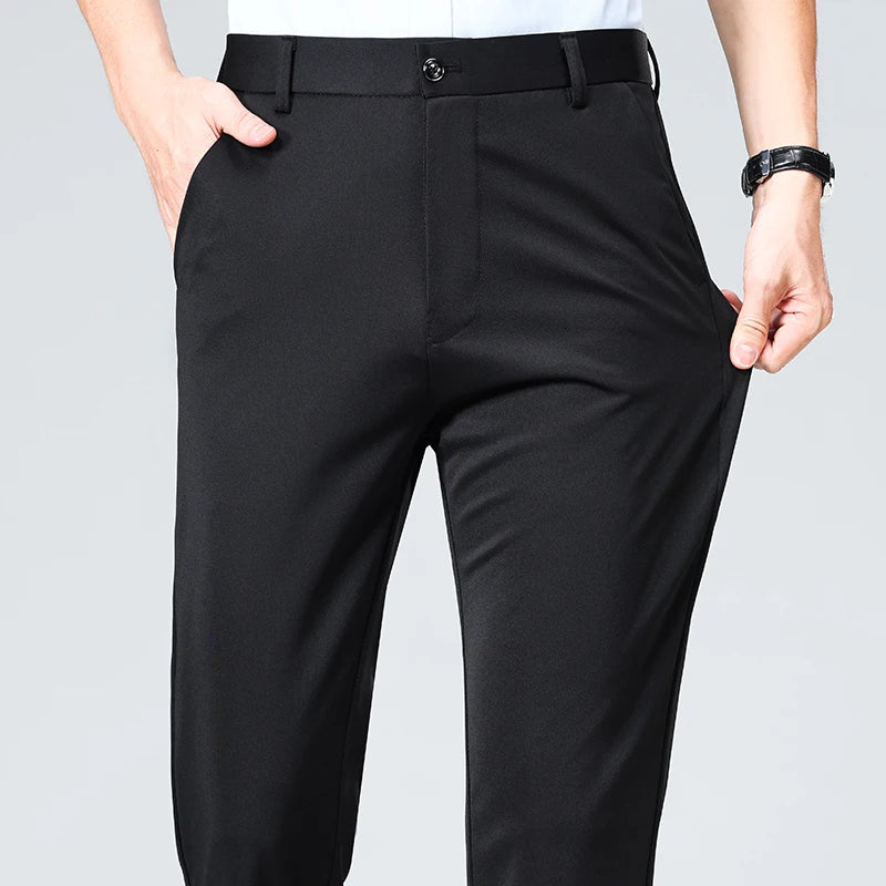 Spring Summer Mens Stretch Casual Pants Classic Business Dress Pants Khaki Suit Pants Formal Dress Pants Male Black Trousers