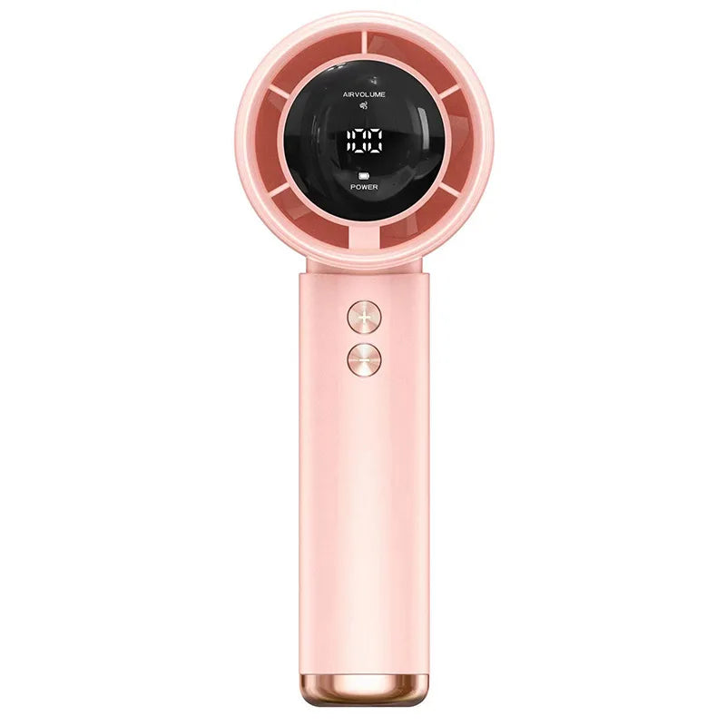 USB Rechargeable Turbo Fan Portable Handheld Mini Air Cooler LED Display Quiet Cooling for Outdoor Travel Office Desk Home Use