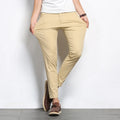 BROWON Summer Men Fashions Solid Color Casual Pants Men Straight Slight Elastic Ankle-Length High Quality Formal Trousers Men