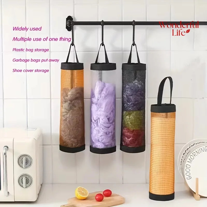 Garbage Bag Storage Kitchen Garbage Organizer Plastic Bag Holder Organizing Hanging Garbage Collection Storage Bag