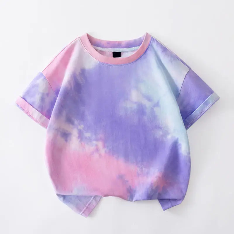 1pcs Kids Summer Short Sleeve Tees Child Tie-dye Fashion T-shirt Baby Boys And Girls Clothes Children Comfortable Leisure Tops