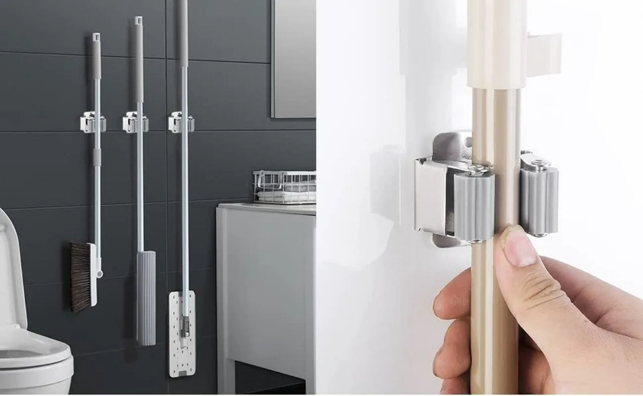 Wall Mounted Mop Clips Holder with Screw Mop Organizer Rack Brush Broom Hanging Hanger Hooks Garden Kitchen Bathroom Rack