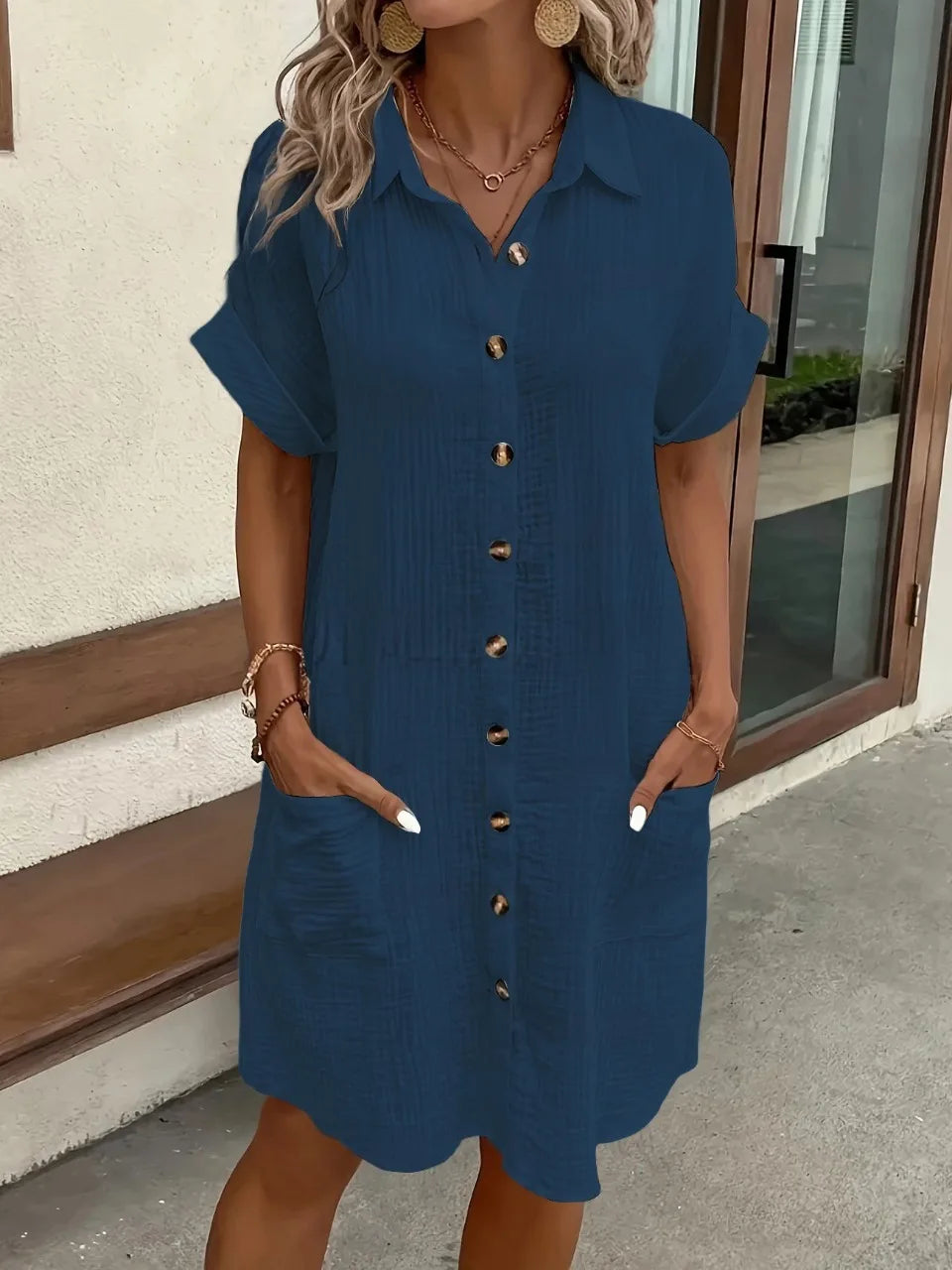 Fashion Casual Cotton Linen Style Dress Woman Short Sleeved Loose Dresses for Women Harajuku Long Shirts Ropa Mujer Vestido