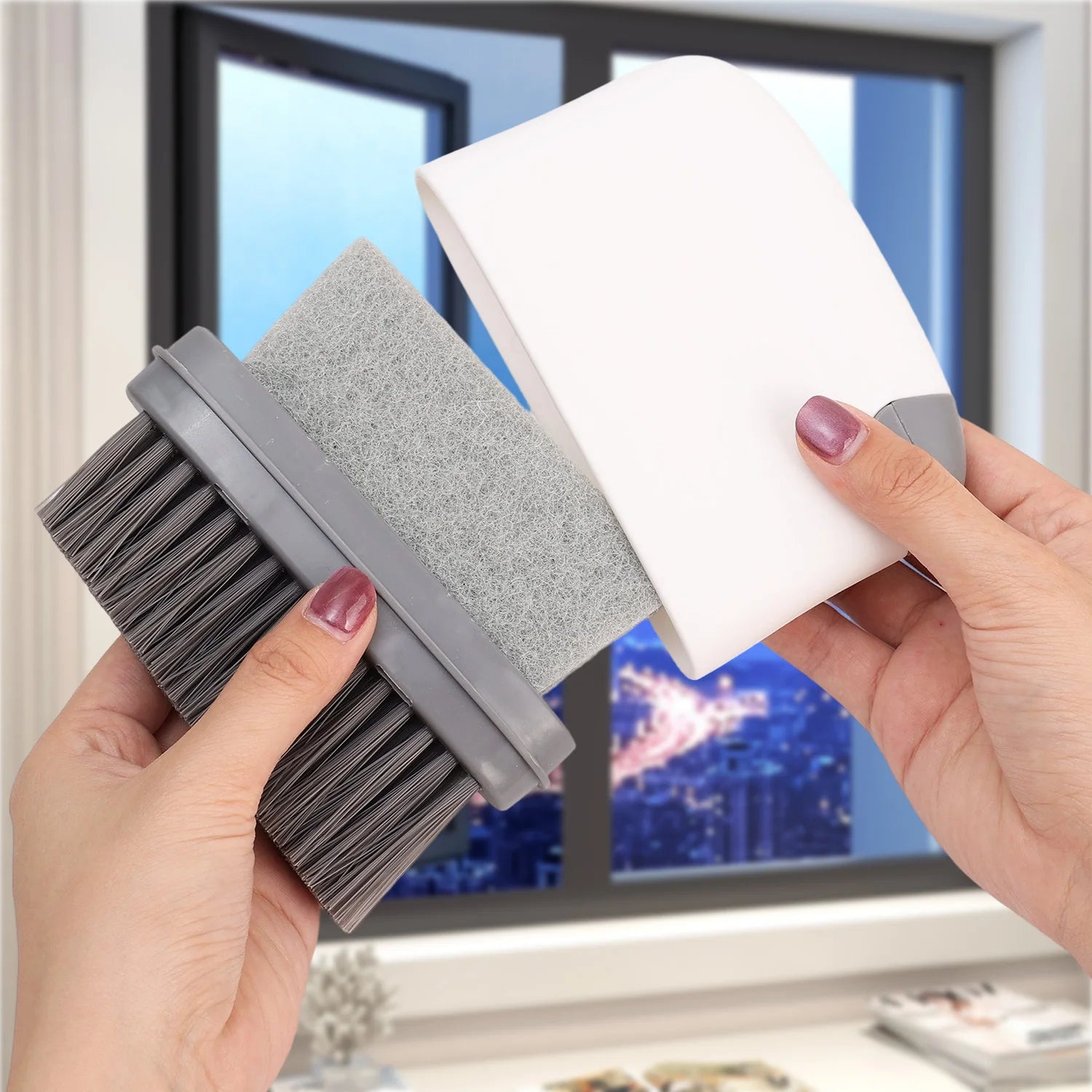 2 in 1 Window Rail Cleaning Brush Door Groove Hair Grip Brushes Multifunction Windows Slot Sliding Household Kitchen Accessories