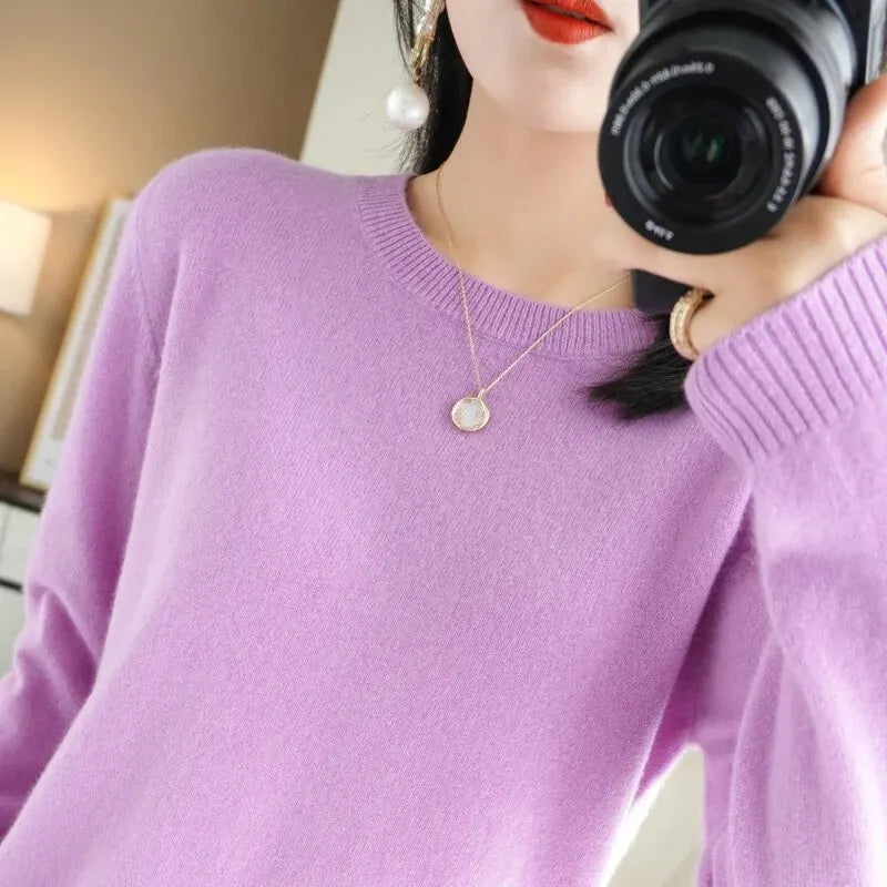 Women Sweater O-neck Autumn Winter BasicPullover Warm Casual Pulls Jumpers Korean FashionSpring Knitwear Bottoming Shirt 2026