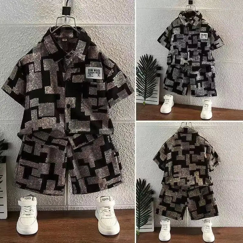 2025 New Children's Set Children's Top and Bottom Clothes Set Two Pieces Summer Outfit for Kids Boys Girls Loungewear Outfit