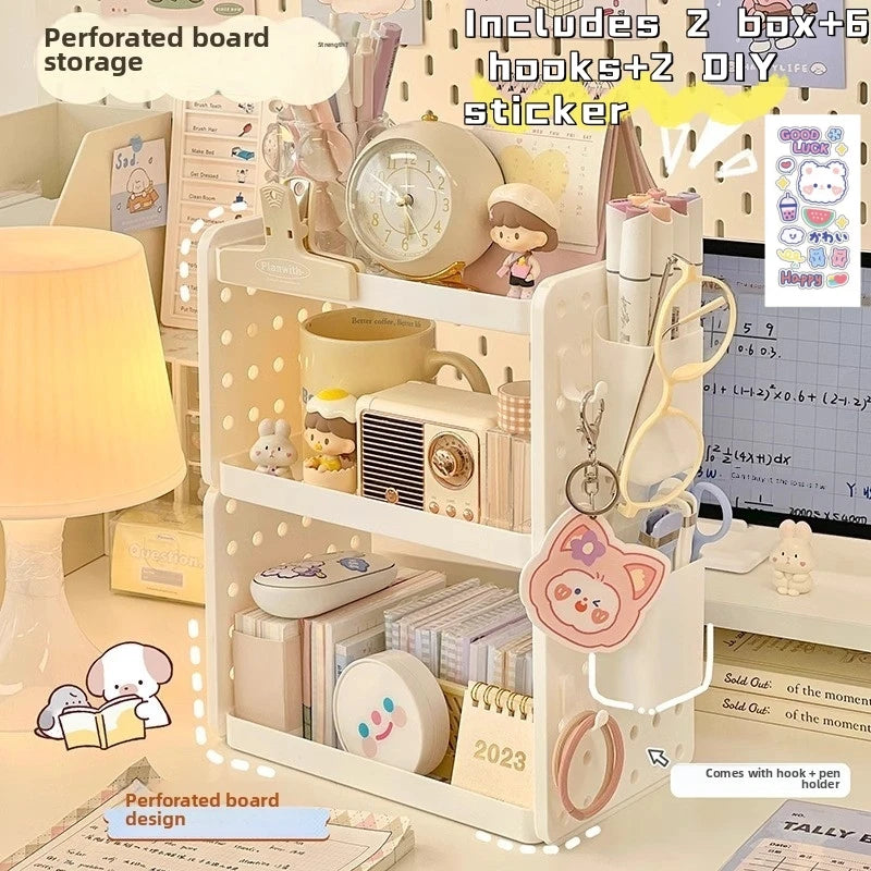 Multi-functional 3-tier Desktop Organizer, Desktop Shelf, Hole Board, Pen Holder Office Desk Organizer, Desk Desk Organizer