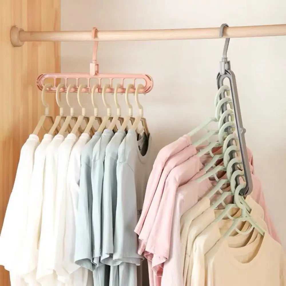 9-Hole Wardrobe Storage Rack Multifunctional Foldable Clothes Drying Rack Storage Clothes Rack Space-saving Clothes Hanger
