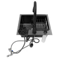 45x40cm Black Kitchen Sink Multi-functional with Pull-Out Faucet, Cup Rinser, Basket, Soap, Stainless Steel Single Bowl Pipe Set