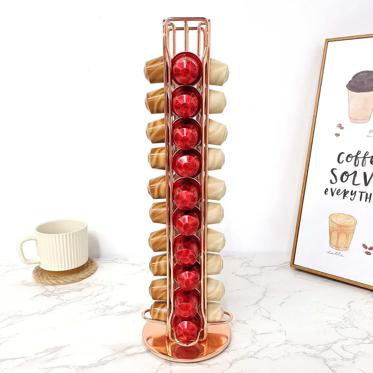 Coffee Pod Holder for Nespresso OriginalLine Storage Organizer 360 Rotatable Coffee Capsules Carousel 60 Coffee Pods