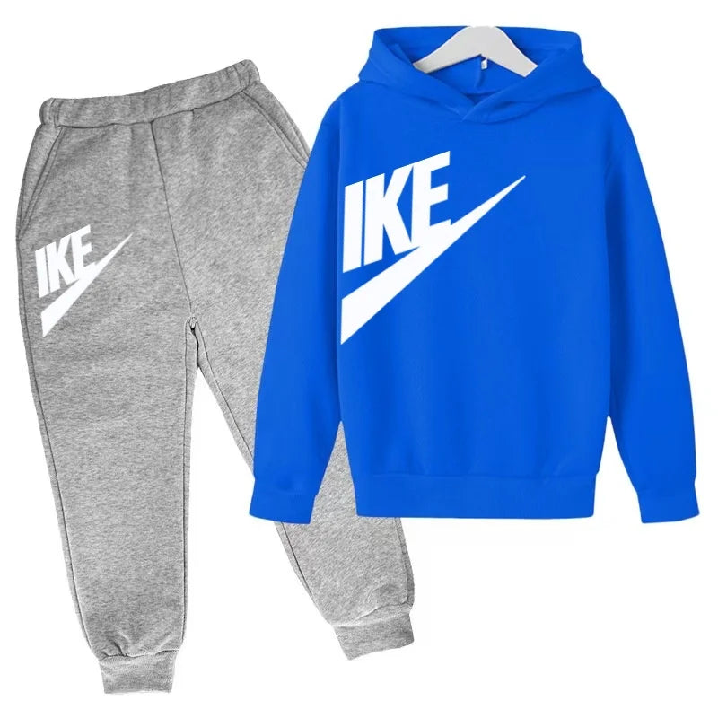 Kids Autumn Hoodie Letters Sports Pullover 3-12Years Coat Sweatshirt+Trousers Boy Girl Birthday Gift Clothes Leisure Fashion Set