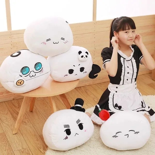 Classic Round Ball Shape Plush Pillow Toy Multi Expression Anime Character Stuffed Doll Role Play Decorative Plush Figurine Gift