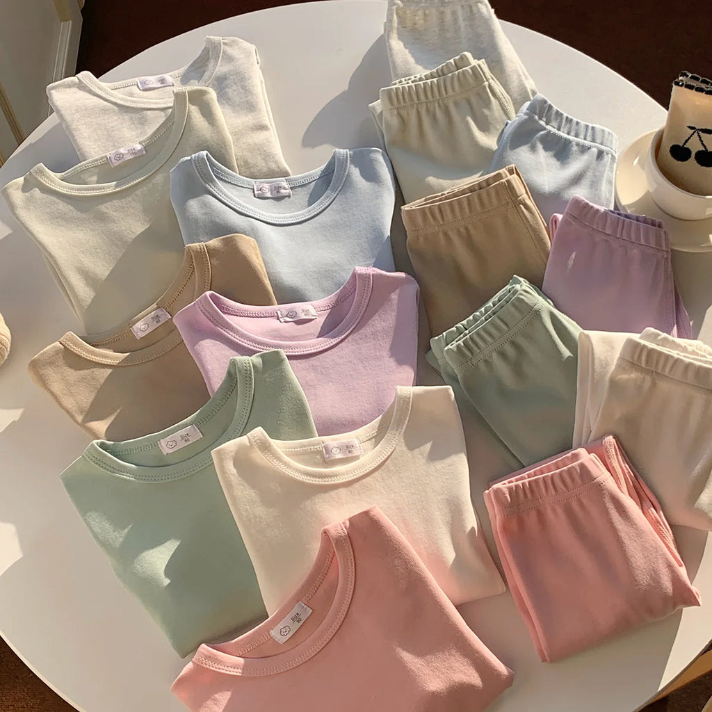 2-10T Toddler Kid Baby Boy Girl 2pcs Pajamas Clothes Set Long Sleeve Top Pant Suit Homewear Cotton Two Piece PJ Set Outfit