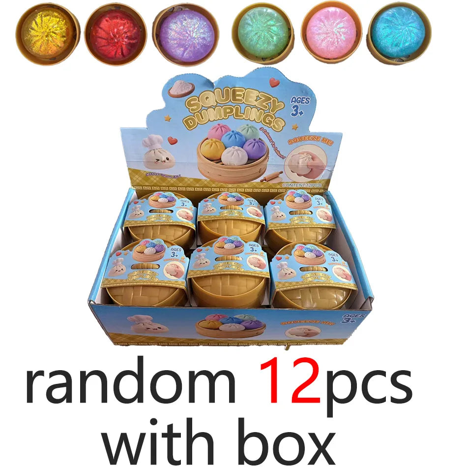 Glitter Dumpling Glitter Dumpling Squishy with Box Dumplings Sensory Squeeze Toy for Stress Relief