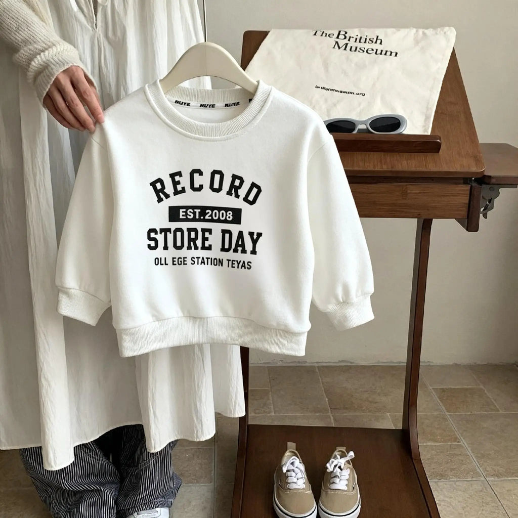 Printed Letters Boys Long Sleeve Tops Sweatshirt Simple Fashion Kids Crewneck Pullover Hoodie Children's Wear Autumn Clothing