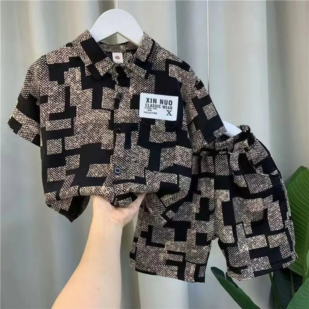 2025 New Children's Set Children's Top and Bottom Clothes Set Two Pieces Summer Outfit for Kids Boys Girls Loungewear Outfit
