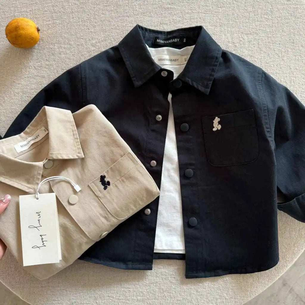 Children's Outerwear Boys 2026 Spring Autumn Style Kids Casual Shirt Fashion Cartoon Solid Color Girls' Blouses 2-10 Y Baby Top