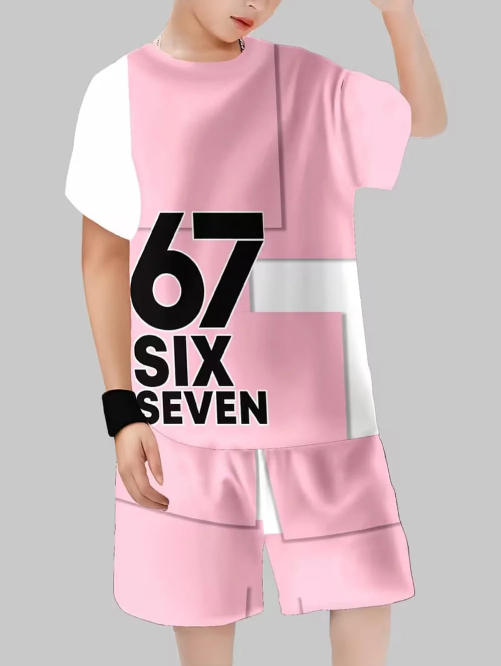 Funny Six Seven Italian Brainrot 67 Number Print Kids Short Sleeved Suit Children Clothing T-Shirt + Shorts 2pc Set Boys Clothes