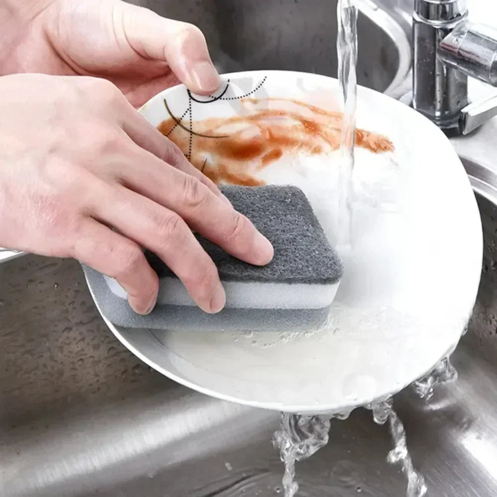 Magic Three Layers Cleaning Sponges Reusable Pan Pot Dishwashing Scouring Pads Household Kitchen Sponge Wipes Brush Clean Tools