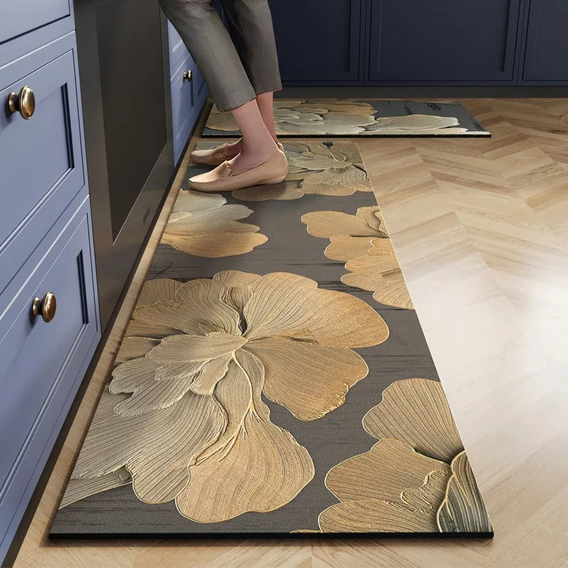 Light Luxury High-end Kitchen Floor Mat Waterproof  Oil-proof Dirty Resistant Home Carpet PVC Wear-resistant Rug  Ковер Tapis 러그