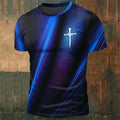 Funny 3D Stripe Print Men's T Shirt Fashion Cross Pattern Short Sleeve Tees Summer Casual O-neck Loose Top Street Trend Clothing