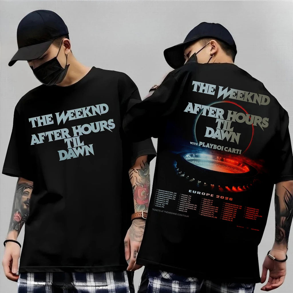The Weeknd 2026 After Hours Til Dawn World Tour Cotton Short Sleeves T-shirt Gift For Fans Unisex S-3XL R&B Style Tee Tops