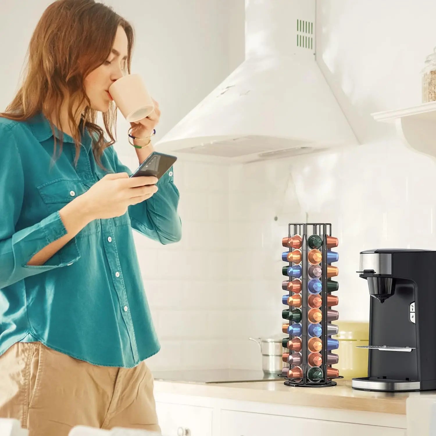 Coffee Pod Holder for Nespresso OriginalLine Storage Organizer 360 Rotatable Coffee Capsules Carousel 60 Coffee Pods