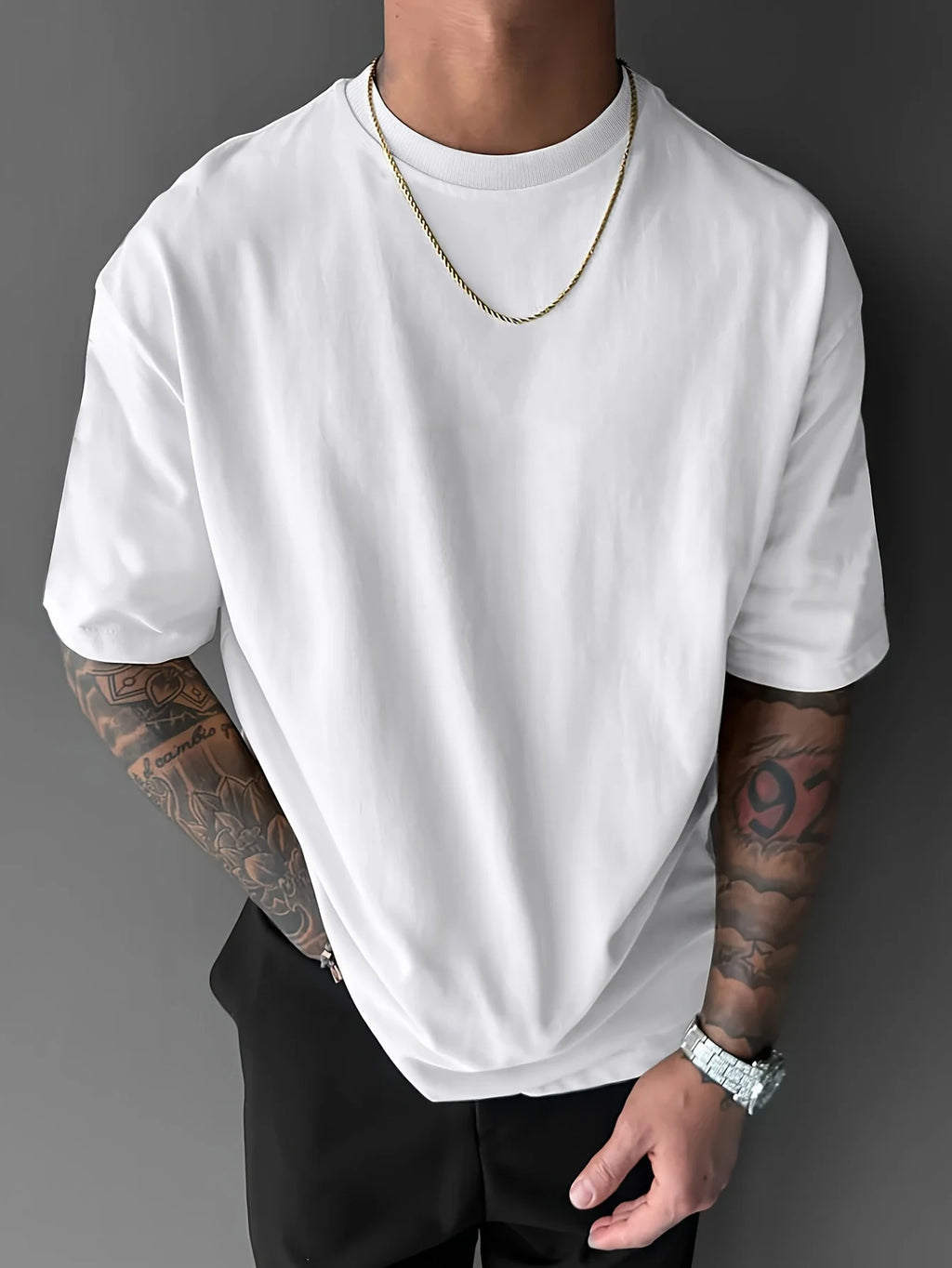 Men's summer  pure fashionable casual loose Japanese samurai sword pattern printed round neck short sleeved T-shirt