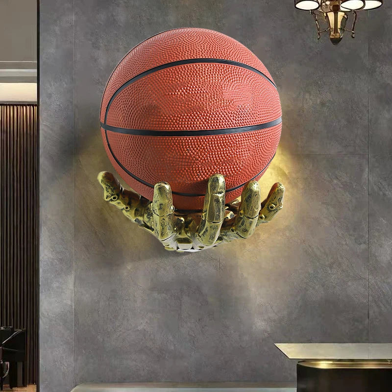 Creative Robotic Arm Basketball Rack Wall Mounted Basketball and Football Storage Rack Home Living Room Decoration Ornaments