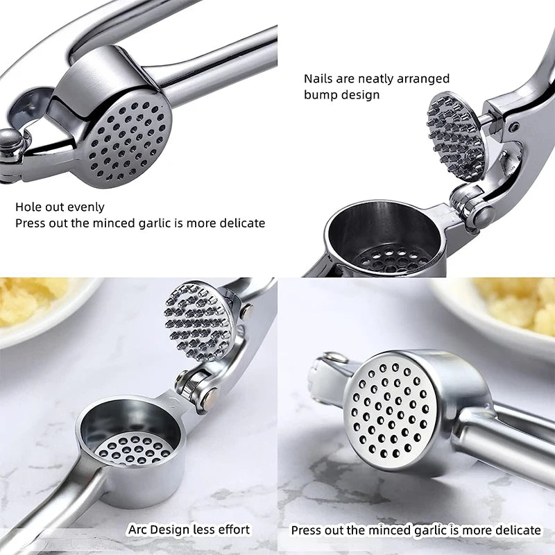 LMETJMA Premium Garlic Press Stainless Steel Garlic Mincer Garlic Crusher Easy to Squeeze and Clean Kitchen Tools JT202