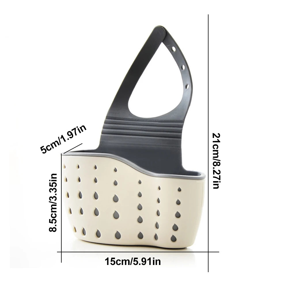 1pc Sink Faucet Drain Basket Hanging Bag Without Punching Adjustable Kitchen Dishwashing Sponge Storage Rack