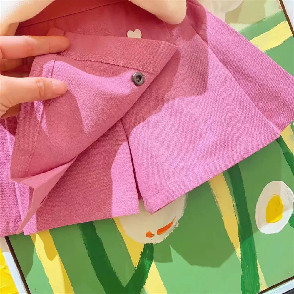 2026 Summer Girls Clothing Set Embroidered Heart Pattern T-shirt+ Short Pants 2Pcs Suit For 2-8Years Kids Fashion Outfit