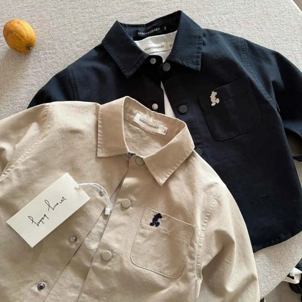 Children's Outerwear Boys 2026 Spring Autumn Style Kids Casual Shirt Fashion Cartoon Solid Color Girls' Blouses 2-10 Y Baby Top