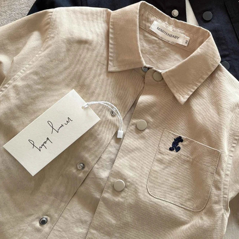 Children's Outerwear Boys 2026 Spring Autumn Style Kids Casual Shirt Fashion Cartoon Solid Color Girls' Blouses 2-10 Y Baby Top