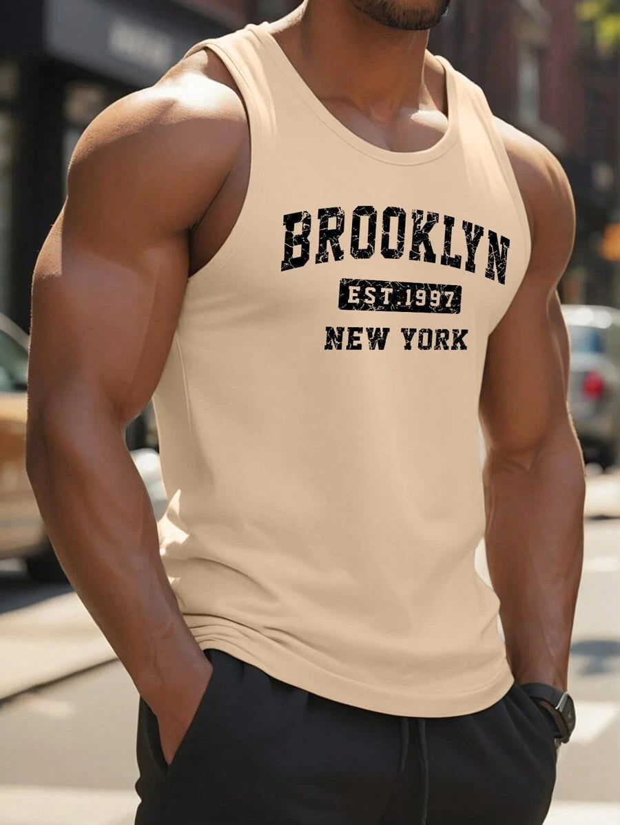 2025 New 3D Letter Printed Men's Tank Top Outdoor Sport Men's Fitness Tank Top Summer Everyday Fashion Men's Sleeveless T-shirt