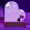 Custom Photo Heart-Shaped Calendar Acrylic Romantic Valentines Couple Gift for Girlfriend Lovers Anniversary Newlywed Present