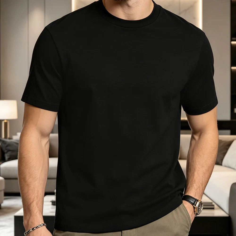 Unisex 100% Cotton Crew Neck T‑Shirt, Soft Breathable Pure Cotton Solid Color Tee, Classic Casual Short Sleeve Top, Summer Comfortable Everyday T-Shirts for Men Women