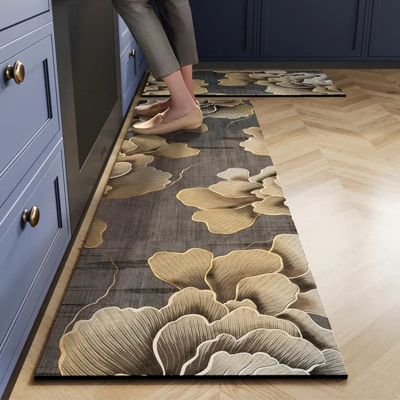 Light Luxury High-end Kitchen Floor Mat Waterproof  Oil-proof Dirty Resistant Home Carpet PVC Wear-resistant Rug  Ковер Tapis 러그