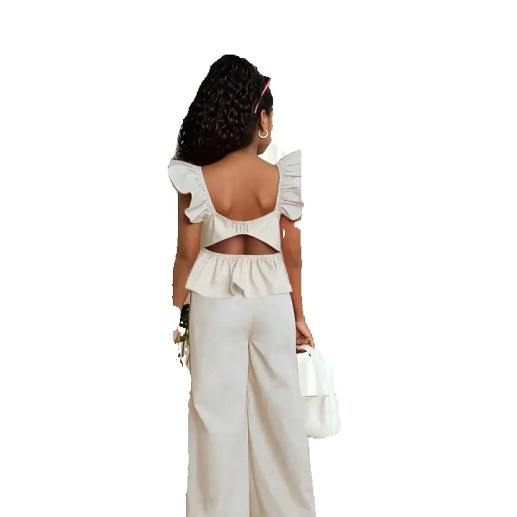 Girls' casual bow jumpsuit, suitable for outdoor wear in spring and summer, popular style