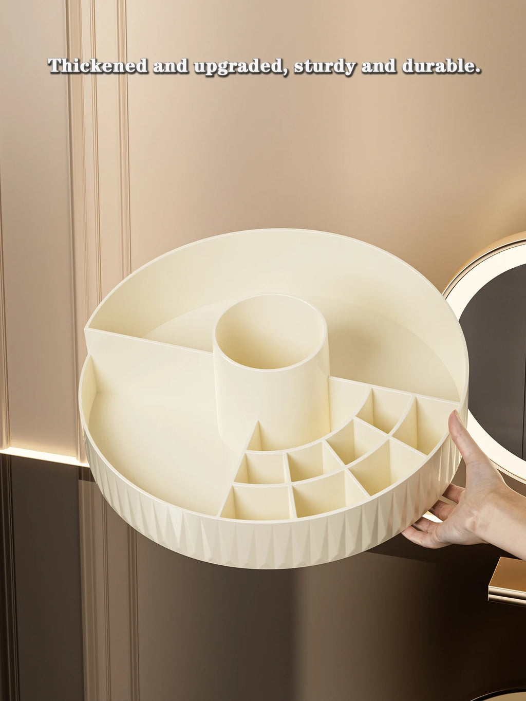 Rotating Cosmetic Storage Box, Multi - compartment Organizer for Lipsticks, Eyebrow Pencils & Brushes, Bathroom Skincare Storage
