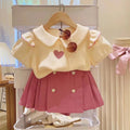 2026 Summer Girls Clothing Set Embroidered Heart Pattern T-shirt+ Short Pants 2Pcs Suit For 2-8Years Kids Fashion Outfit