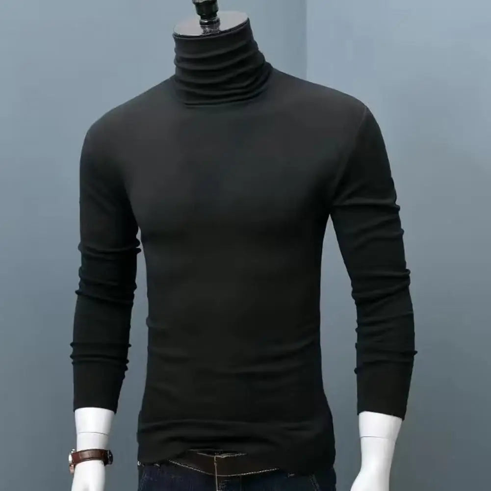 Fall Winter Men Turtleneck Top Long Sleeve Base Shirt Slim Fit Pullover Casual Warm Tee for Cold Weather Slim Fit Men Top