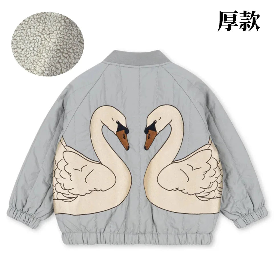Children's Jacket 2026 Winter New Printed Cute Fleece Thermal Girls Jacket Cotton Thickened Windproof Boys Baby Cotton Clothes