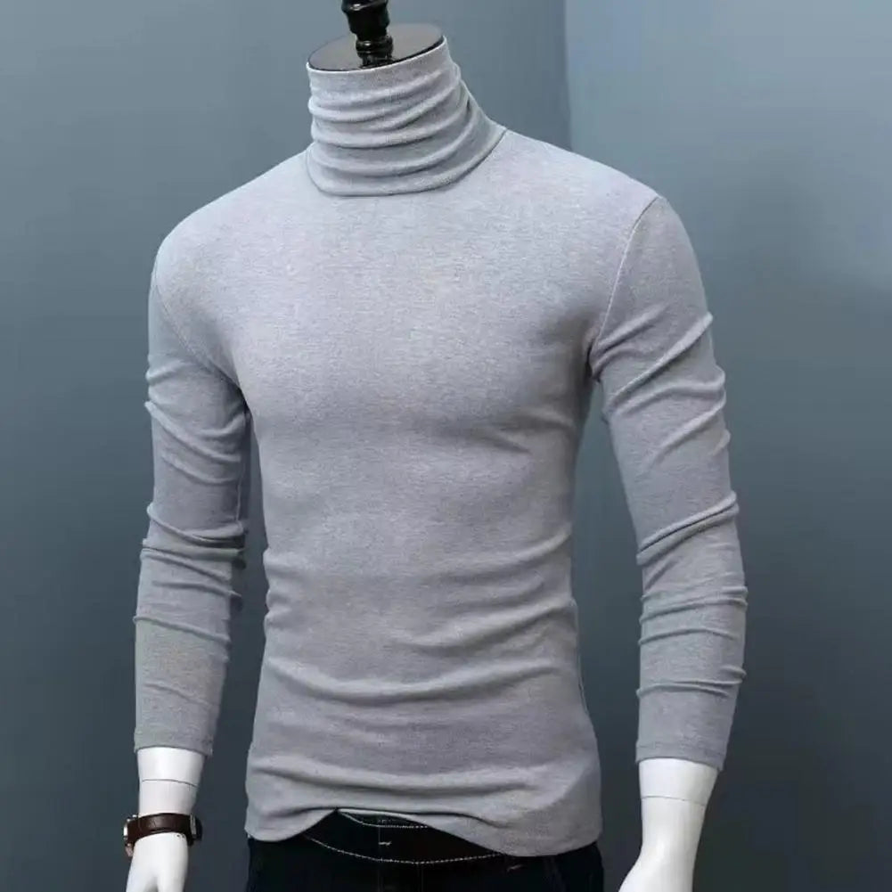 Fall Winter Men Turtleneck Top Long Sleeve Base Shirt Slim Fit Pullover Casual Warm Tee for Cold Weather Slim Fit Men Top