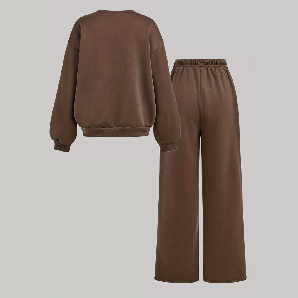 2026 autumn winter girls Children set long sleeve heart Teens top sweatshirt + wide leg loose pants tracksuit 4 8 10 12 year