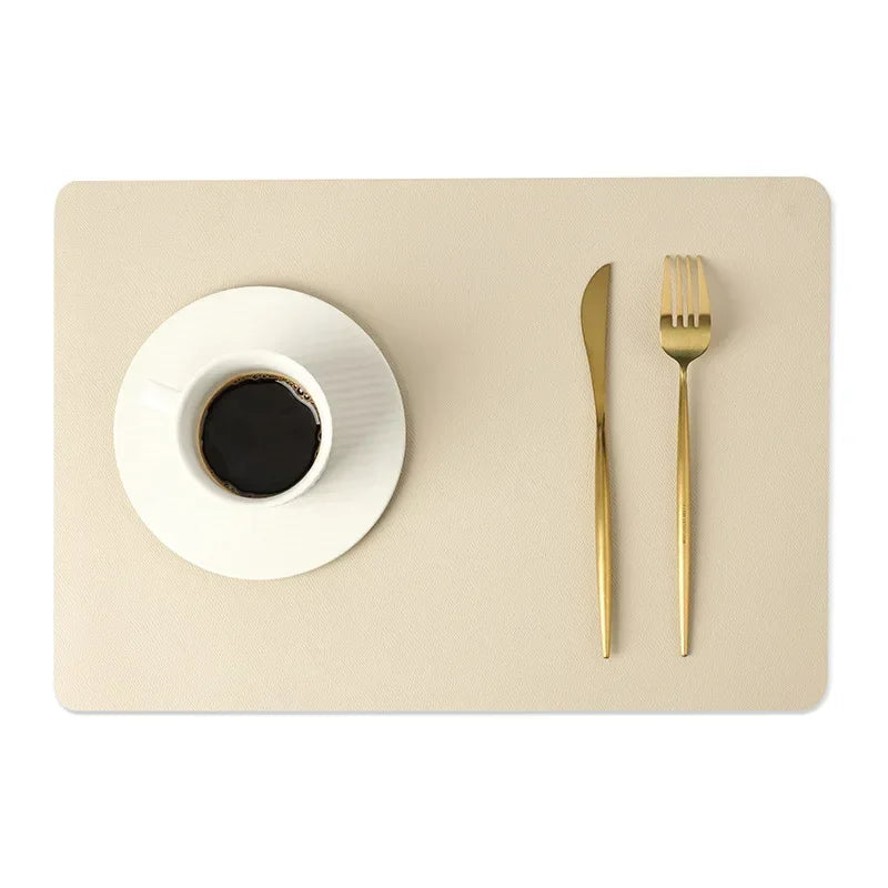 INS Nordic Solid Double Sides Leather Dining Mat Heat Insulation Placemat Home Waterproof Oil Proof Hotel Rectangle Pad