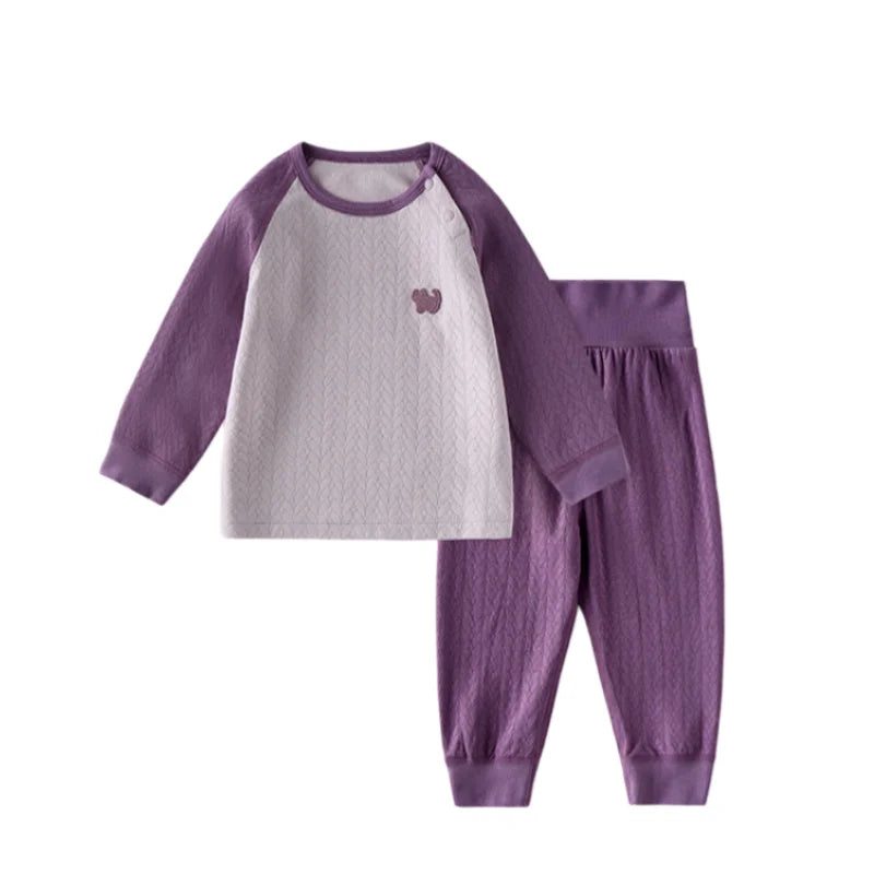 Autumn Loungewear Children Set Cartoon Embroidery Long Sleeves Top+High Waist Pants Kids 2 Piece Sets Soft Children Clothing