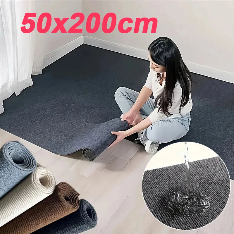 50cmX2m Kitchens Bedroom Rug Water Uptake Home Decor Self-adhesive Room Decoration Bathroom Rugs Solid Color Carpet Living Room